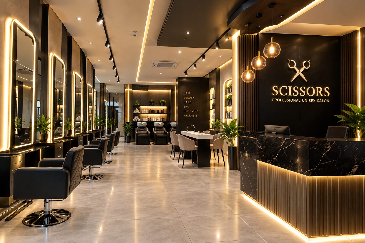 Scissors Professional Unisex Salon interior, Urapakkam